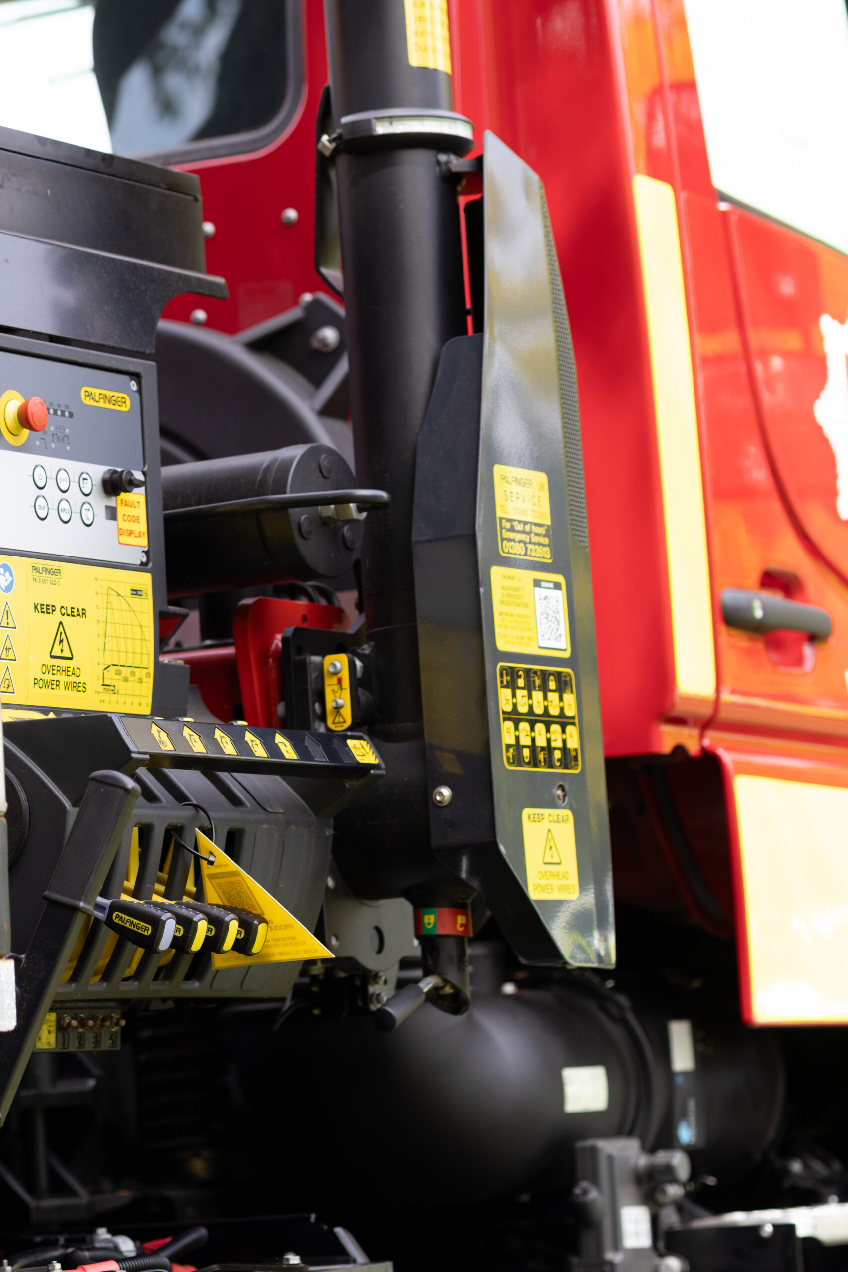 Fire service Unimog, Palfinger crane control panel detail