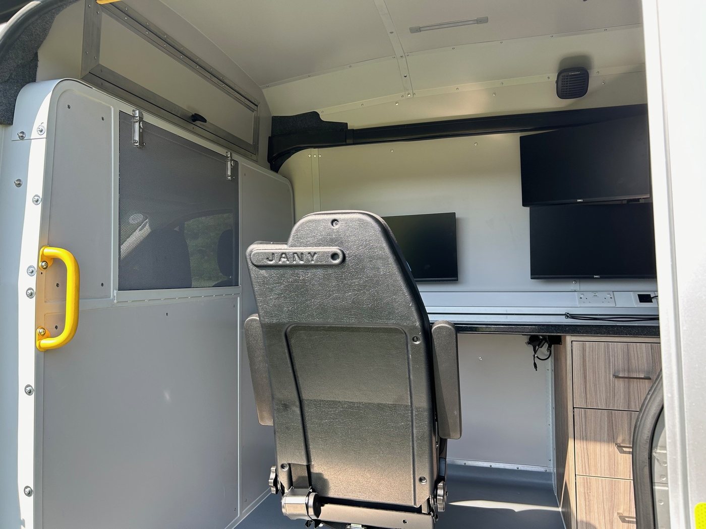 Camera van interior workstation