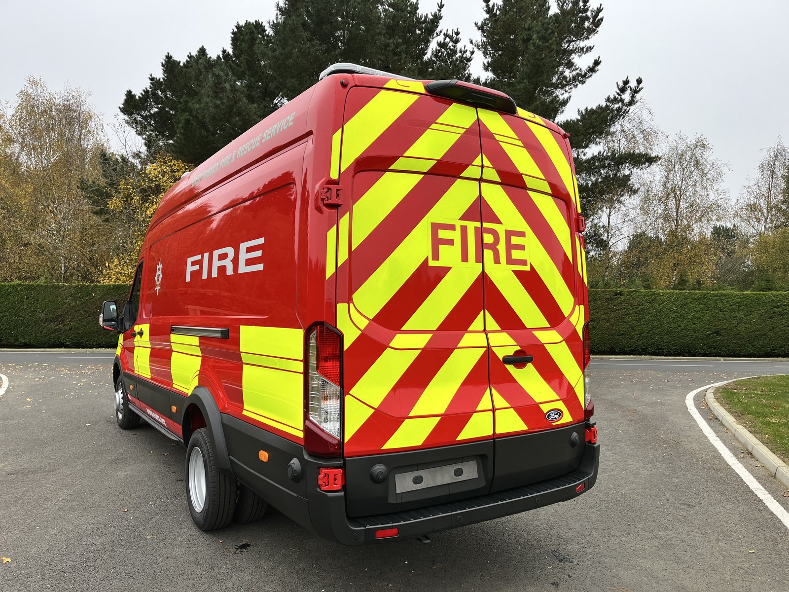 East Sussex Fire and Rescue Service van, rear chevrons