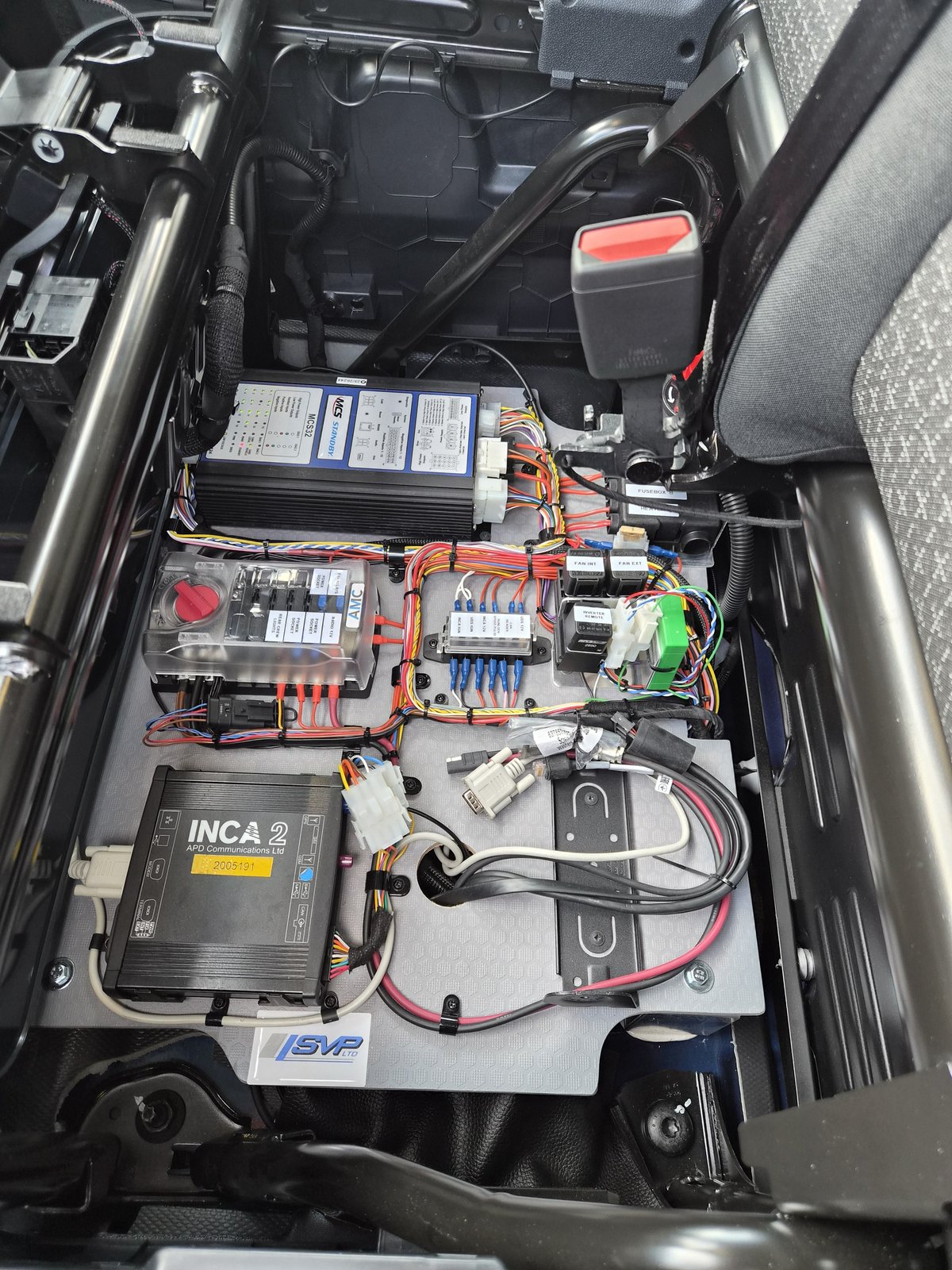 Police Examiner van, under-seat electrical and comms installation