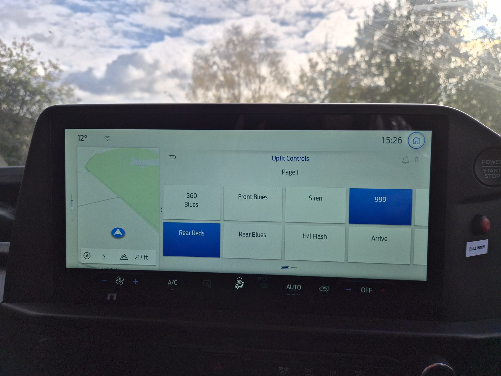 Police Examiner van, in-cab upfit controls touchscreen