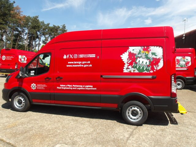 Fire service fleet vans, side view