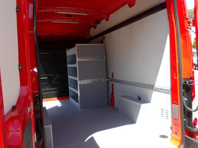Fire service van interior, racking with rear doors open