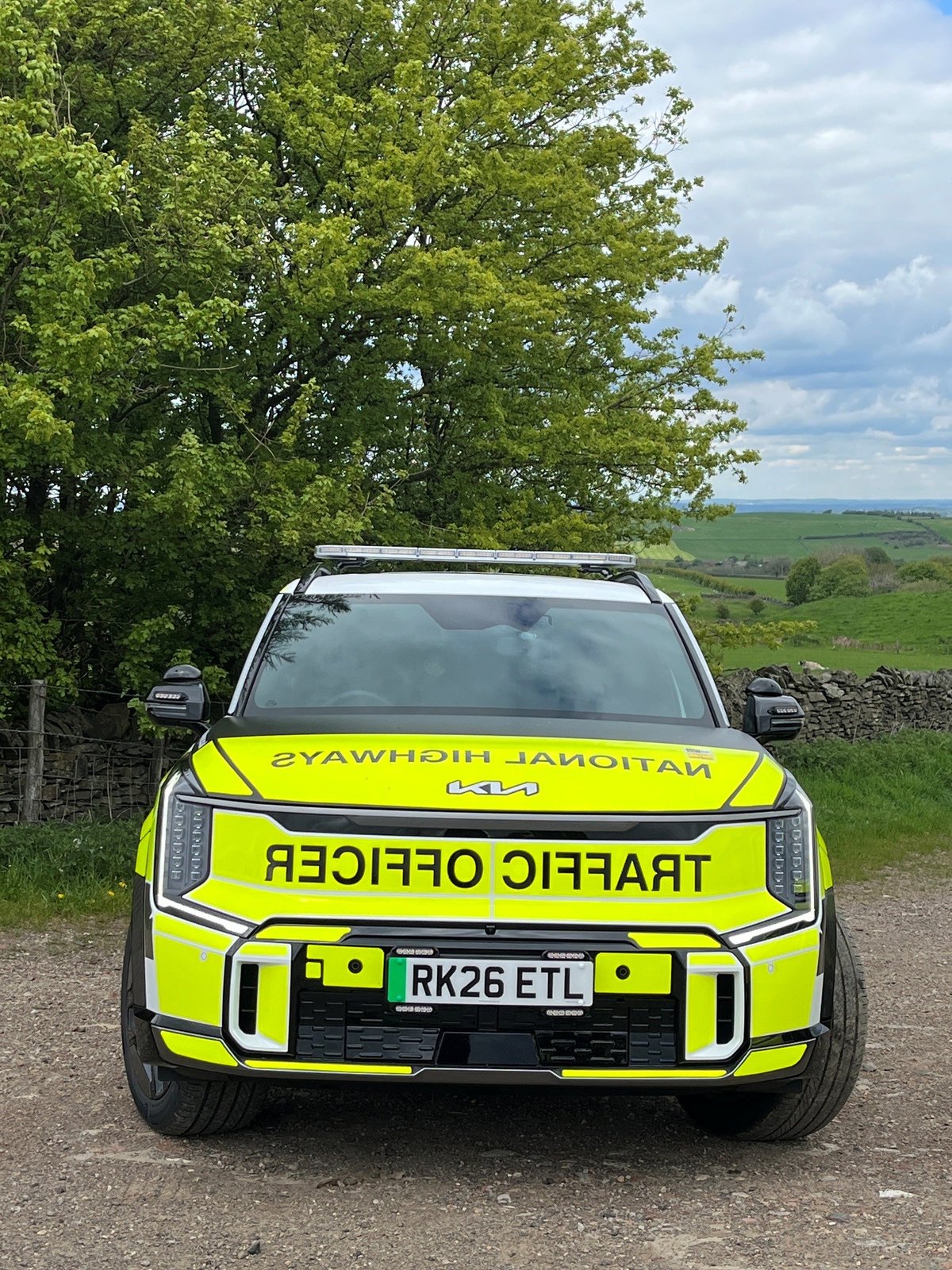 National Highways Traffic Officer vehicle, front view in countryside