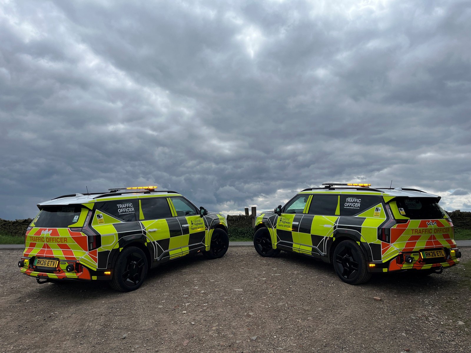 National Highways Traffic Officer vehicles, rear view pair
