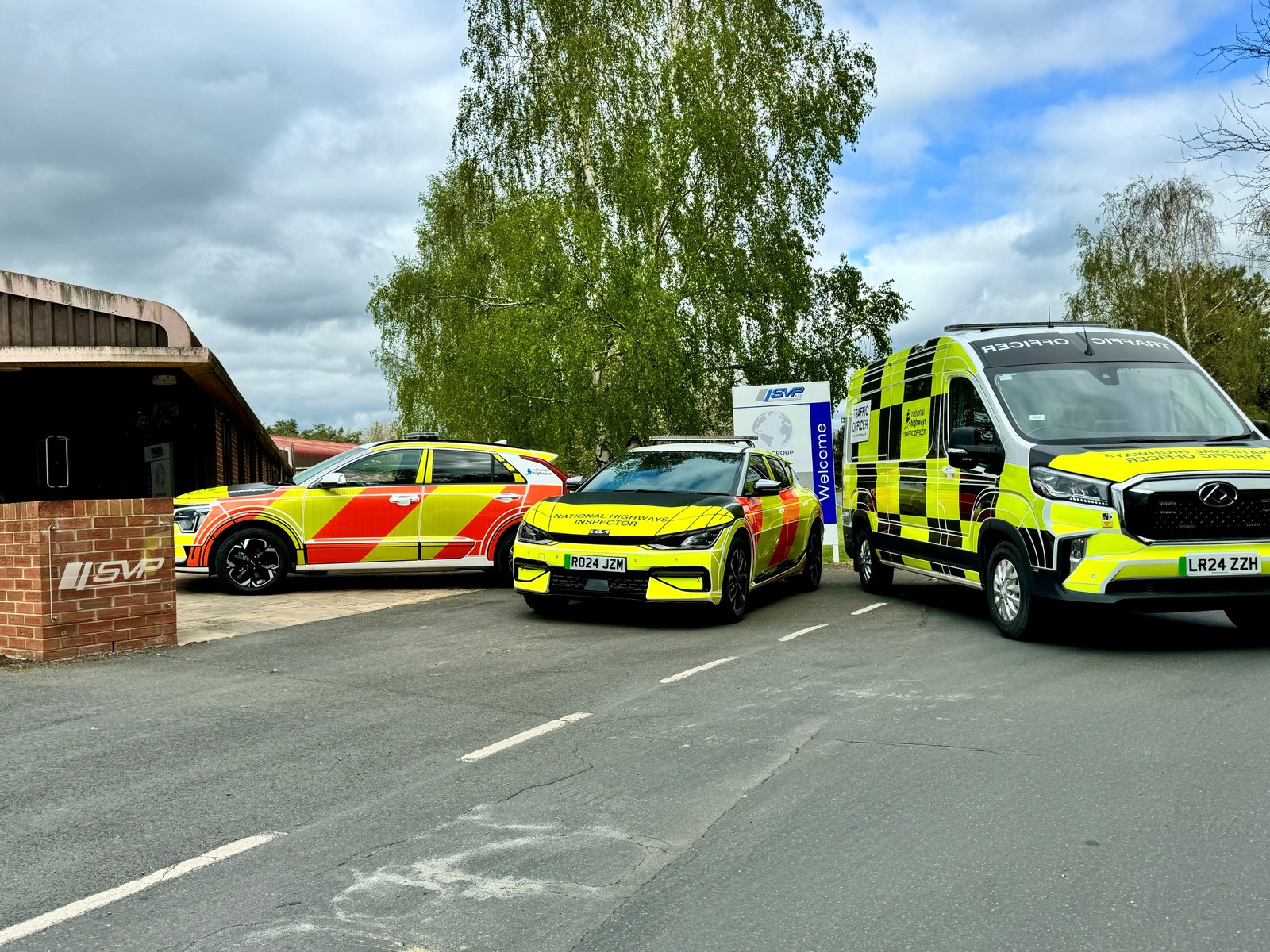 National Highways vehicles outside the SVP workshop